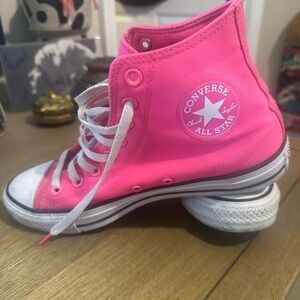 Converse High Top Sneakers - Pink with White Accents Women’s 9 -Used